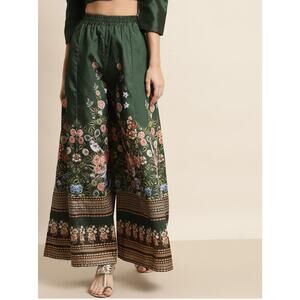 Shae By Sassafras Green Floral Wide Leg Pallazo Pants